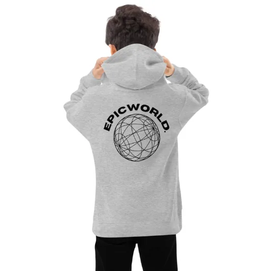 EPICWORLD Kids Globe Hoodie in heather grey